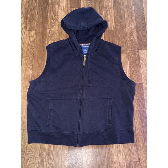 Catalina Ladies Extra Large Navy Blue Sleeveless Hooded Zip Up Vest - Picture 1 of 4